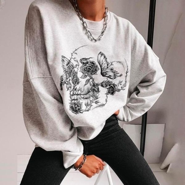women's hoodies & sweatshirts gray skull print oversized sweatshirt women vintage streetwear o neck long sleeve casual pullover fashion, Black
women's hoodies & sweatshirts gray skull print oversized sweatshirt women vintage streetwear o neck long sleeve casual pullover fashion, Black