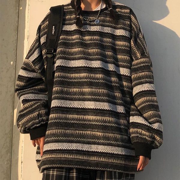 women's sweaters pullovers women oversize ulzzang bf couples japanese striped knit sweater hip hop female winter fashion retro daily, White;black
women's sweaters pullovers women oversize ulzzang bf couples japanese striped knit sweater hip hop female winter fashion retro daily, White;black