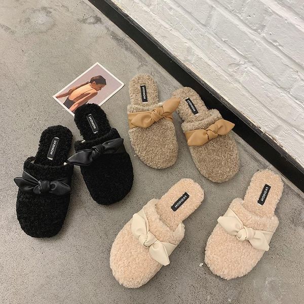 cute slippers female soft faux fur women shoes warm plush winter bow knot slip on slides woman, Black
cute slippers female soft faux fur women shoes warm plush winter bow knot slip on slides woman, Black