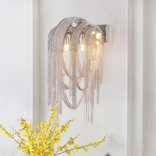 luxury wall lamp aluminum chain sconce for bedroom bedside chrome/gold indoor lighting fixture modern led light living room
luxury wall lamp aluminum chain sconce for bedroom bedside chrome/gold indoor lighting fixture modern led light living room
