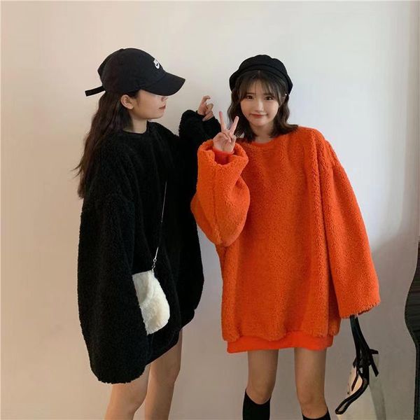 women soft warm sweatshirt female outdoor winter fleece hoodies laies solid fashion loose long thick korean pullover e212 women's & swe, Black
women soft warm sweatshirt female outdoor winter fleece hoodies laies solid fashion loose long thick korean pullover e212 women's & swe, Black
