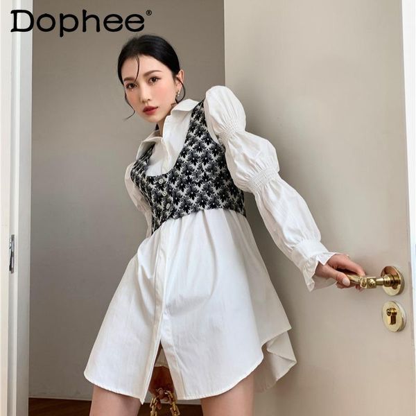 spring and summer lapel single breasted mid-length blouse puff sleeve shirts retro floral vest jacket two-piece set for women women's b, White
spring and summer lapel single breasted mid-length blouse puff sleeve shirts retro floral vest jacket two-piece set for women women's b, White