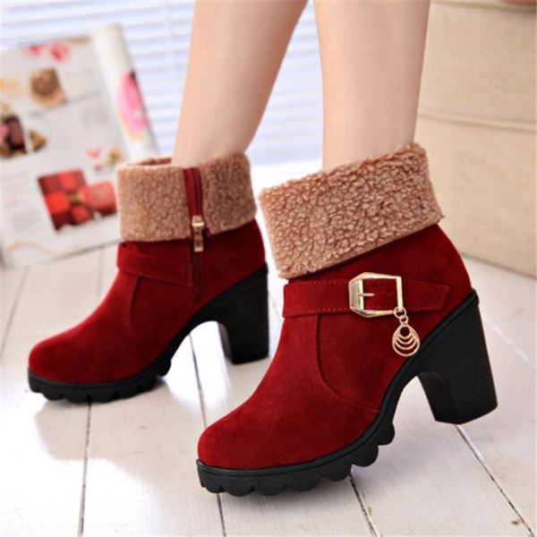 boots 2021 women winter snow warm 8.5cm high heels fur felt red block low plush ankle booties chunky shoes, Black
boots 2021 women winter snow warm 8.5cm high heels fur felt red block low plush ankle booties chunky shoes, Black