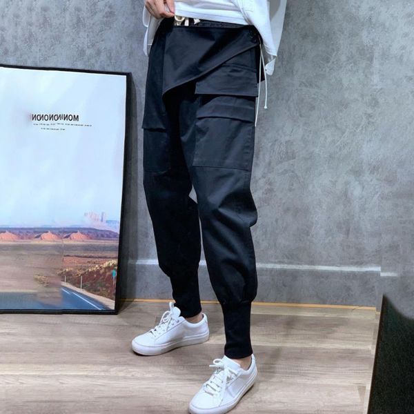 women's pants & capris lanmrem 2021 harlan women loose autumn casual beam feet black fashion overalls pb848, Black;white