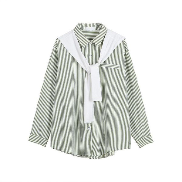 women's blouses & shirts striped for women temperament shrug loose casual 2ps set elegant office lady fashion all-match female, White
women's blouses & shirts striped for women temperament shrug loose casual 2ps set elegant office lady fashion all-match female, White