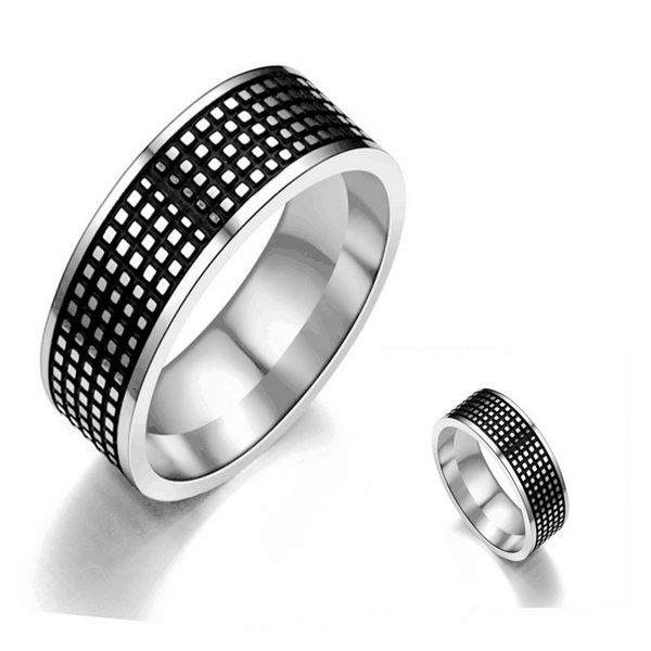 stainless steel band rings men's 8mm width black grid charm finger ring size 6-13 wedding jewelry, Silver
stainless steel band rings men's 8mm width black grid charm finger ring size 6-13 wedding jewelry, Silver