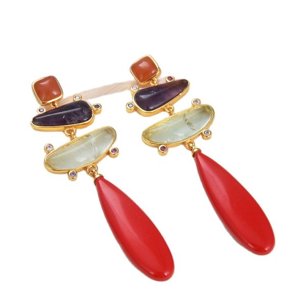 guaiguai jewelry natural amethysts red howlite prehnites cz pave dangle stud earrings handmade for women real gems stone lady fashion jewell, Silver
guaiguai jewelry natural amethysts red howlite prehnites cz pave dangle stud earrings handmade for women real gems stone lady fashion jewell, Silver