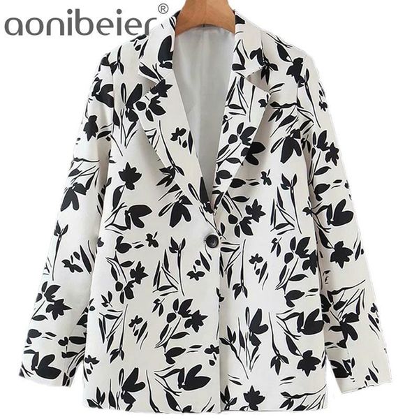 women's suits & blazers aonibeier summer autumn black pattern print single button woman casual loose notched collar female long jacket, White;black
women's suits & blazers aonibeier summer autumn black pattern print single button woman casual loose notched collar female long jacket, White;black