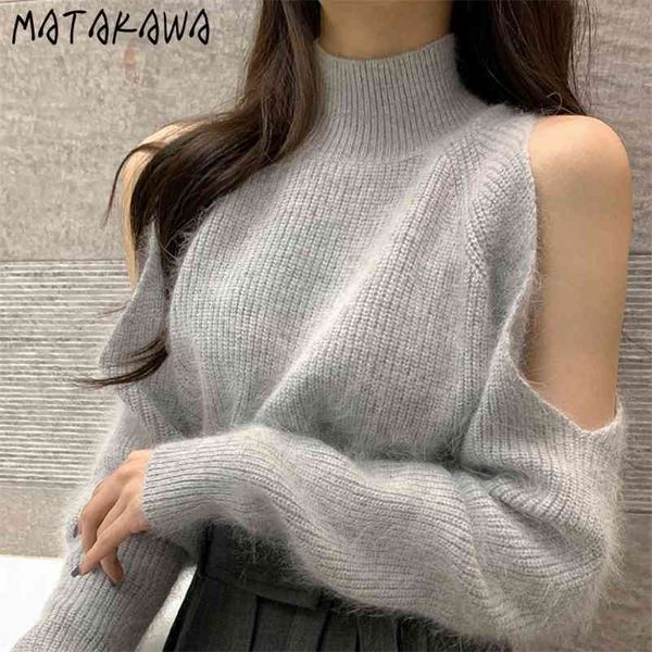 korean spring turtleneck strapless woman sweaters wild mohair long-sleeved pullover knitted sweater women 210506, White;black
korean spring turtleneck strapless woman sweaters wild mohair long-sleeved pullover knitted sweater women 210506, White;black