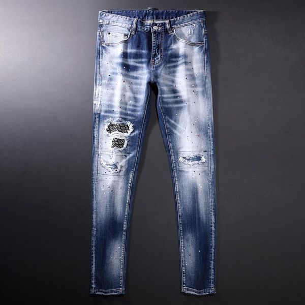 men's jeans american streetwear fashion men retro blue distressed ripped brand designer patchwork hip hop punk denim pants
men's jeans american streetwear fashion men retro blue distressed ripped brand designer patchwork hip hop punk denim pants