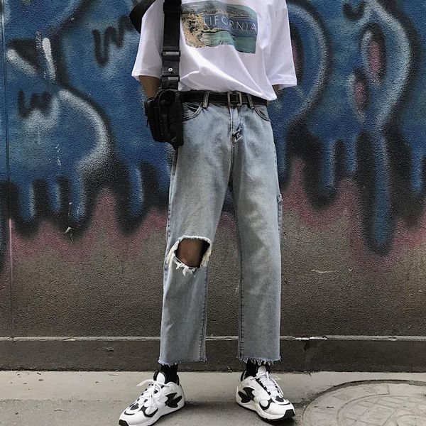 summer jeans men fashion retro casual tear hole denim pants man streetwear trend wild hip hop loose trousers male clothes men's, Blue
summer jeans men fashion retro casual tear hole denim pants man streetwear trend wild hip hop loose trousers male clothes men's, Blue
