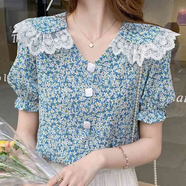 summer french lace patchwork temperament v-neck bubble short sleeve floral chiffon shirt chic print blouse 210515, White
summer french lace patchwork temperament v-neck bubble short sleeve floral chiffon shirt chic print blouse 210515, White