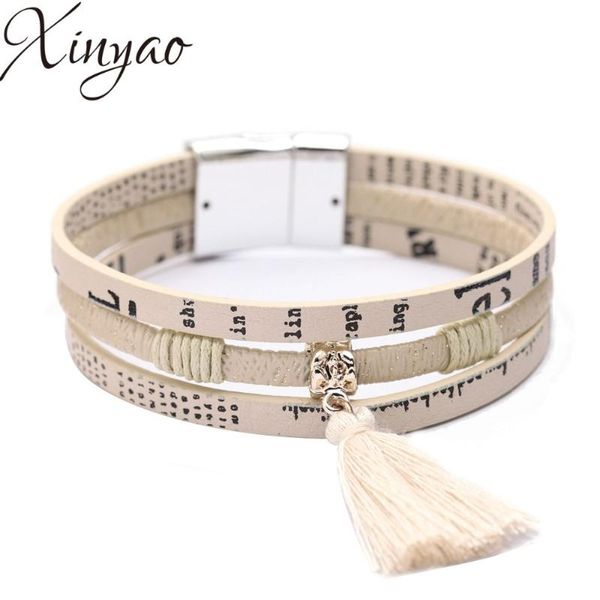charm bracelets xinyao 2021 multilayer pu leather bracelet female tassel bohemian wide & bangles for women jewelry gift, Golden;silver
charm bracelets xinyao 2021 multilayer pu leather bracelet female tassel bohemian wide & bangles for women jewelry gift, Golden;silver