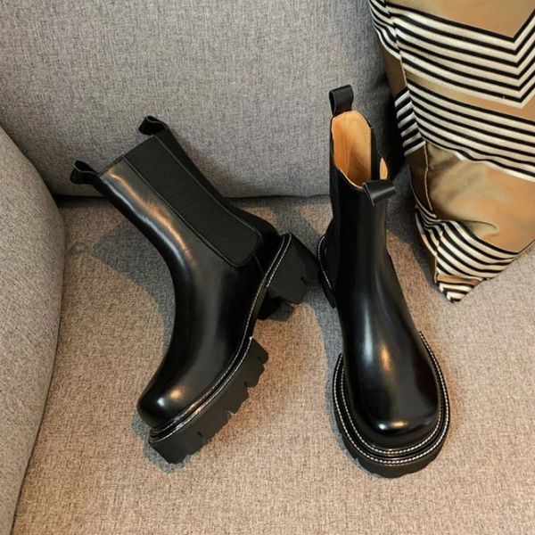 women genuine leather ankle boots shoes slip on round toe square heel solid color winter ladies footwear size 34-40, Black
women genuine leather ankle boots shoes slip on round toe square heel solid color winter ladies footwear size 34-40, Black