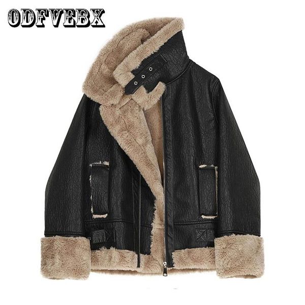 women's leather & faux winter women fur jacket imitation mink velvet thick motorcycle jackets vintage suede lambswool coats, Black
women's leather & faux winter women fur jacket imitation mink velvet thick motorcycle jackets vintage suede lambswool coats, Black