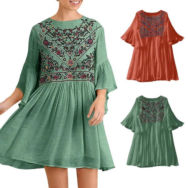 women fashion plus size loose dress summer ladies flare sleeve plaid lace splice beach party embroidery t-shirt mini casual dresses, Black;gray
women fashion plus size loose dress summer ladies flare sleeve plaid lace splice beach party embroidery t-shirt mini casual dresses, Black;gray
