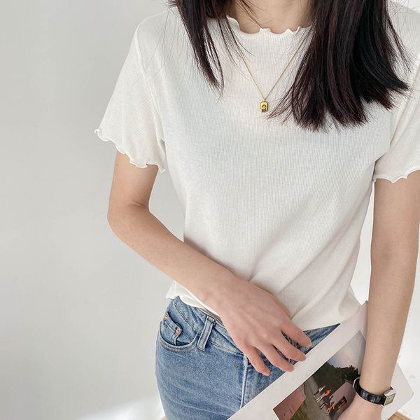 women's t-shirt 2021 summer candy color short sleeve woman stringy selvedge women solid slim t-shirts casual chic green b, White
women's t-shirt 2021 summer candy color short sleeve woman stringy selvedge women solid slim t-shirts casual chic green b, White