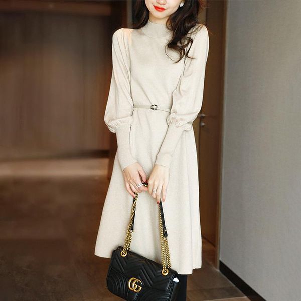 casual dresses fashion elegant slim waist knitted dress women vintage lantern sleeve sweater chic office lady half high collar, Black;gray
casual dresses fashion elegant slim waist knitted dress women vintage lantern sleeve sweater chic office lady half high collar, Black;gray
