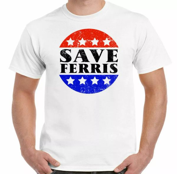 save ferris t-shirt mens retro 80's film ferris bueller day on distressed, White;black
save ferris t-shirt mens retro 80's film ferris bueller day on distressed, White;black