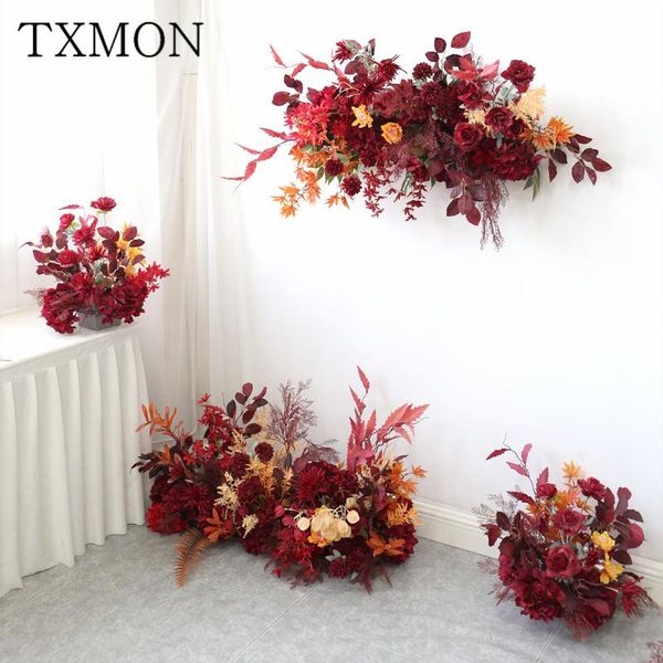 high-end retro dark red wedding floral set flower row t stage layout ground el simulation silk flowers decoration road guide decorative & wr
high-end retro dark red wedding floral set flower row t stage layout ground el simulation silk flowers decoration road guide decorative & wr