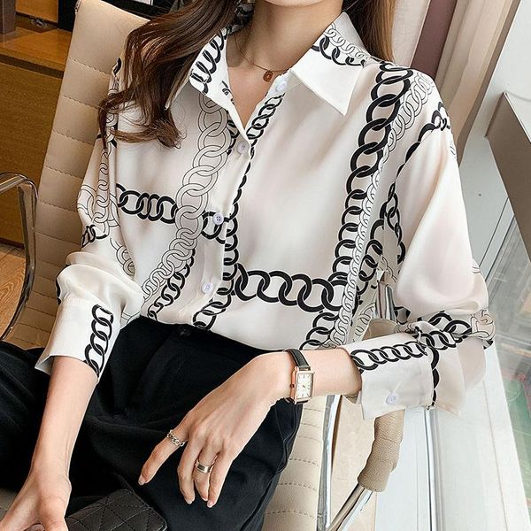 fashion temperament elegant 2021 spring silk chain printed shirt chiffon long sleeve women's t-shirt, White
fashion temperament elegant 2021 spring silk chain printed shirt chiffon long sleeve women's t-shirt, White