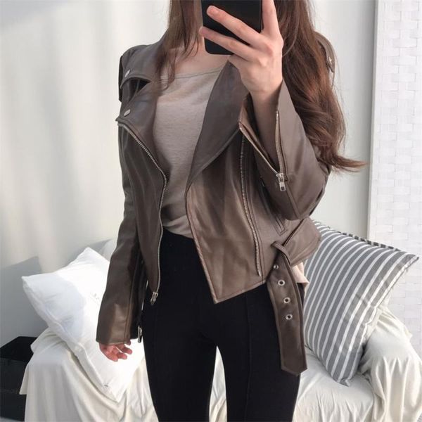 women's leather & faux harajuku classical pu locomotive girls jackets zipper lapel plus size women ol stylish slim casual autumn all ma, Black 
women's leather & faux harajuku classical pu locomotive girls jackets zipper lapel plus size women ol stylish slim casual autumn all ma, Black