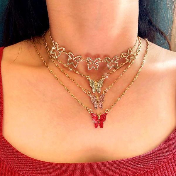 multilayer crystal butterfly chain pendant necklaces for women shiny golden rhinestone choker necklace fashion jewelry, Silver
multilayer crystal butterfly chain pendant necklaces for women shiny golden rhinestone choker necklace fashion jewelry, Silver
