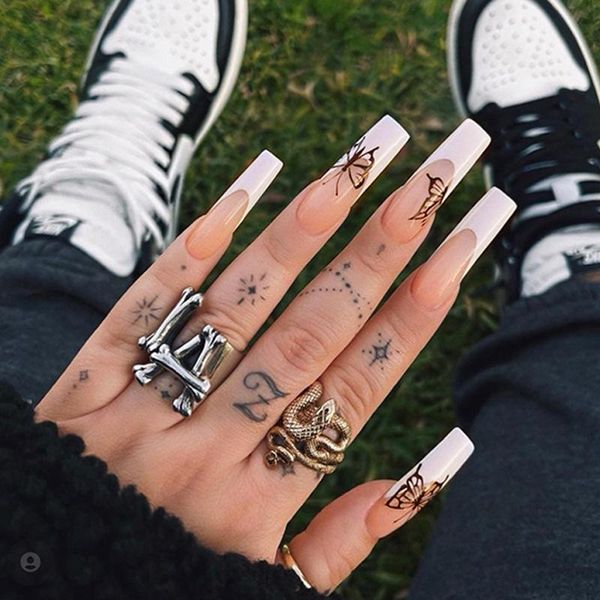 false nails black butterfly stiletto ballerina press on tips coffin fake nail art acrylic decal decoration with glue, Red;gold
false nails black butterfly stiletto ballerina press on tips coffin fake nail art acrylic decal decoration with glue, Red;gold