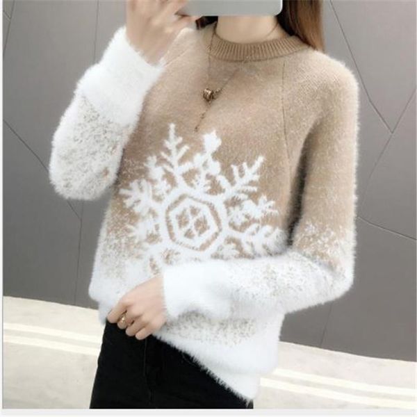 print snowflake christmas pullovers autumn women sweater spring knitted jumper short cashmere plush swater h311, White;black
print snowflake christmas pullovers autumn women sweater spring knitted jumper short cashmere plush swater h311, White;black