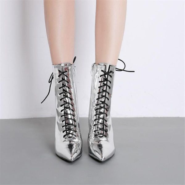 boots women ankle metalic patent leather pointed toe female high heel lace up ladies autumn shoes 35-40 plus size, Black
boots women ankle metalic patent leather pointed toe female high heel lace up ladies autumn shoes 35-40 plus size, Black