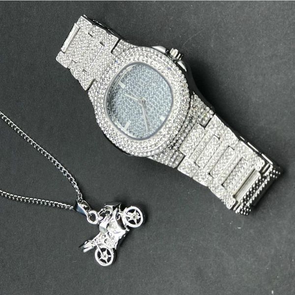 earrings & necklace men luxury gold hip hop watch bling rapper jewelry combo set motorcycle pendant cuban chain for, Silver
earrings & necklace men luxury gold hip hop watch bling rapper jewelry combo set motorcycle pendant cuban chain for, Silver