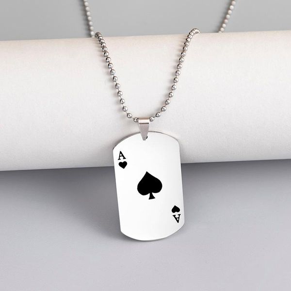 pendant necklaces creative poker ace of spades necklace stainless steel playing card fashion hip hop jewelry, Silver
pendant necklaces creative poker ace of spades necklace stainless steel playing card fashion hip hop jewelry, Silver
