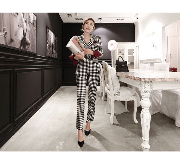 women's two piece pants zawfl-2021 autumn and winter korean women's 2-piece set, irregular plaid jacket, coat trousers, White
women's two piece pants zawfl-2021 autumn and winter korean women's 2-piece set, irregular plaid jacket, coat trousers, White