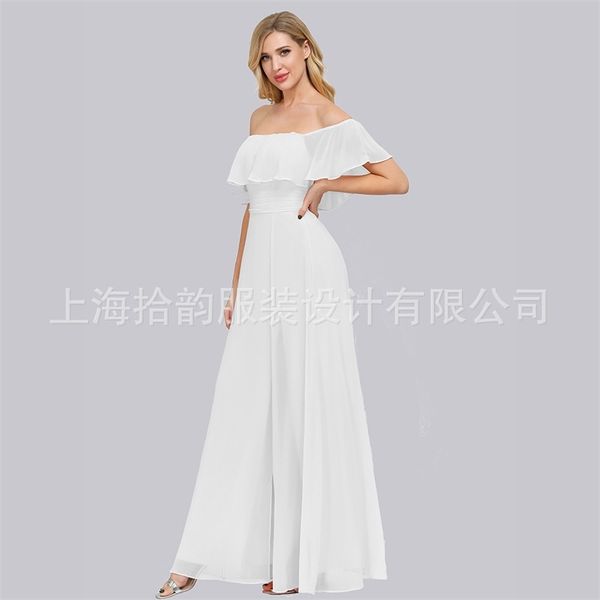 sweet one neck solid quality chiffon off shoulder pleated split evening dress, White;black
sweet one neck solid quality chiffon off shoulder pleated split evening dress, White;black