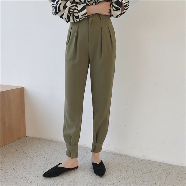 fashion chic large size trousers slender casual all match high waist loose solid women brief pencil pants 210421, Black;white
fashion chic large size trousers slender casual all match high waist loose solid women brief pencil pants 210421, Black;white