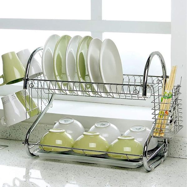 kitchen storage & organization 2 layers racks 304 stainless steel dish rack drain drying filter tableware box dishes supplies
kitchen storage & organization 2 layers racks 304 stainless steel dish rack drain drying filter tableware box dishes supplies