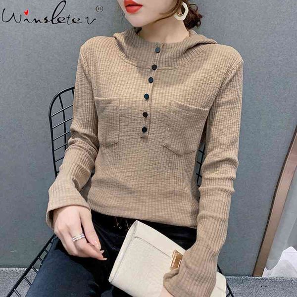 women's t-shirt fall winter european clothes girl fashion mock neck hooded button casual women pullover pockets cotton tees t, White
women's t-shirt fall winter european clothes girl fashion mock neck hooded button casual women pullover pockets cotton tees t, White