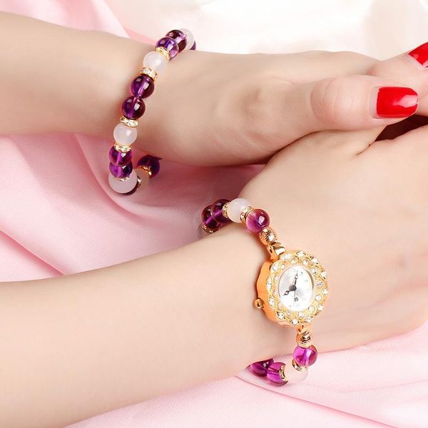 wristwatches women's watches small and delicate amethyst crystal agate gold zircon stone waterfront wrapped bracelet lady quarz wrist w, Slivery;brown
wristwatches women's watches small and delicate amethyst crystal agate gold zircon stone waterfront wrapped bracelet lady quarz wrist w, Slivery;brown