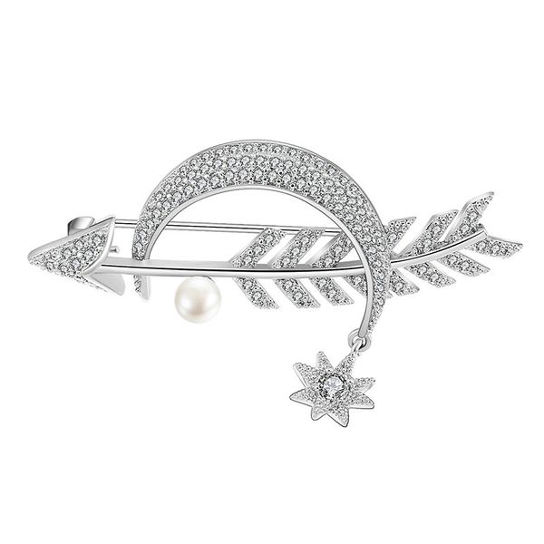luxury copper moon arrow shape brooches corsage silver color star simulated pearl wedding bridal brooch collar clip, Gray
luxury copper moon arrow shape brooches corsage silver color star simulated pearl wedding bridal brooch collar clip, Gray