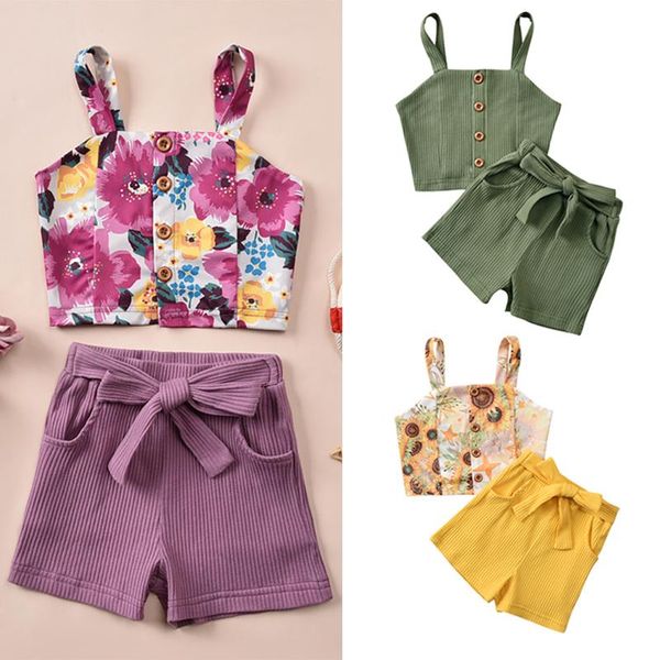 clothing sets little girls ribbed set straps button and shorts 2-piece suits infant children's flower print summer 2021, White
clothing sets little girls ribbed set straps button and shorts 2-piece suits infant children's flower print summer 2021, White