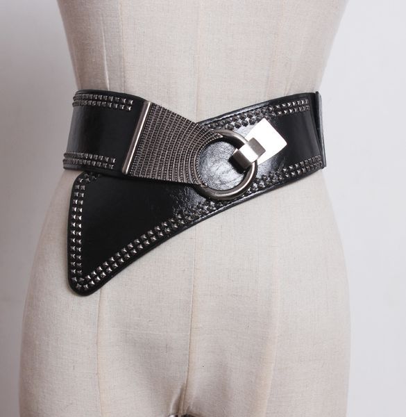 women's slant waistband, black fashion rivet, punk style, wide belt with dress and decorative waistbandf13x, Black;brown
women's slant waistband, black fashion rivet, punk style, wide belt with dress and decorative waistbandf13x, Black;brown
