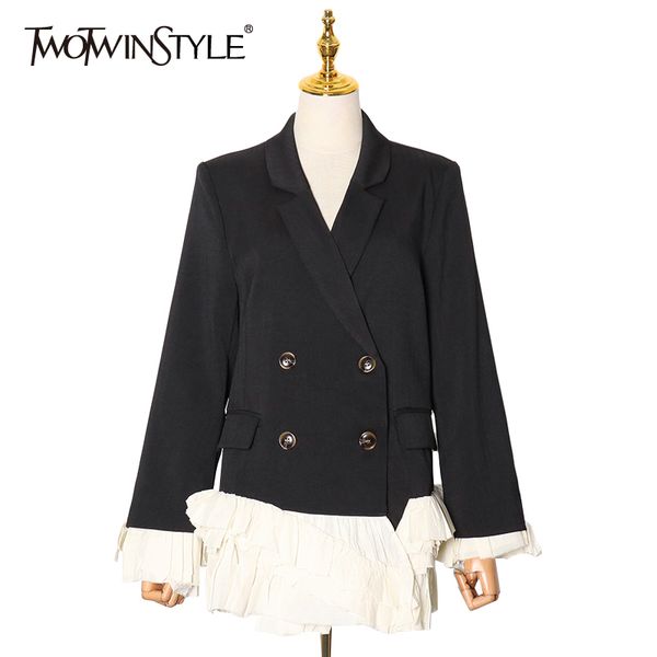 twotwinstyle elegant patchwork ruffle blazer for women notched long sleeve casual blazers female fashion clothing fall 210517, White;black
twotwinstyle elegant patchwork ruffle blazer for women notched long sleeve casual blazers female fashion clothing fall 210517, White;black