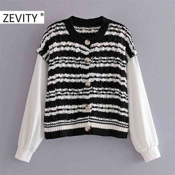 women fashion long sleeve patchwork striped knitting sweater female chic o neck breasted casual cardigan s439 210420, White;black
women fashion long sleeve patchwork striped knitting sweater female chic o neck breasted casual cardigan s439 210420, White;black