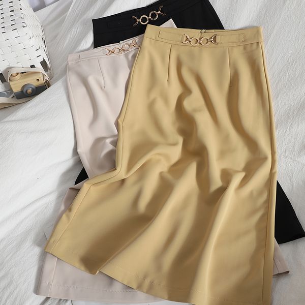 back slit one-step skirt women's clothes vintage solid color over-the-knee chain high-waisted midi hip office lady 210420, Black
back slit one-step skirt women's clothes vintage solid color over-the-knee chain high-waisted midi hip office lady 210420, Black