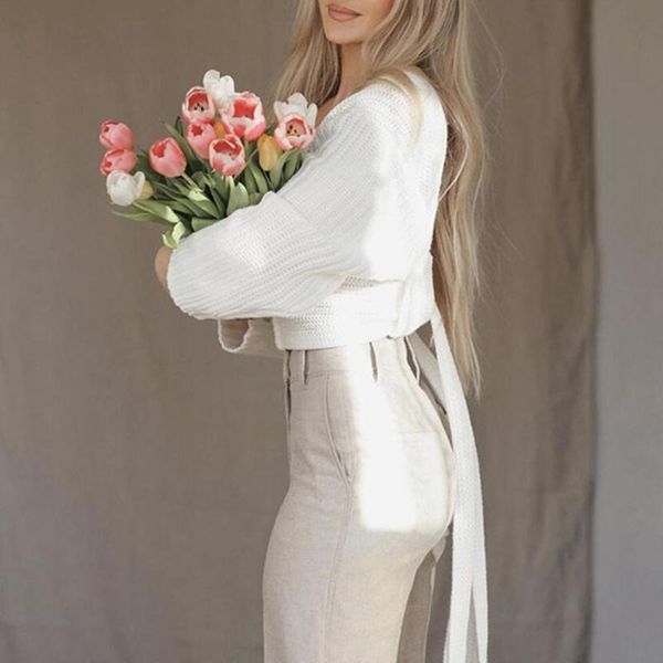 women's sweaters female backless sweater solid color v neck long sleeve lacing knitwear women fashion autumn winter, White;black
women's sweaters female backless sweater solid color v neck long sleeve lacing knitwear women fashion autumn winter, White;black