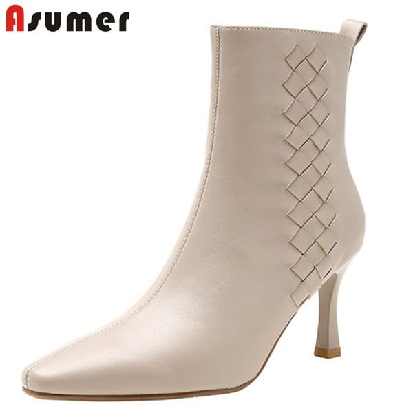 boots asumer 2021 full genuine leather shoes women ankle round toe stretch slip on autumn winter high heels lady, Black
boots asumer 2021 full genuine leather shoes women ankle round toe stretch slip on autumn winter high heels lady, Black