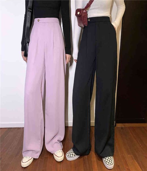women's pants & capris 2021 spring for women high waist wide leg female loose casual purple floor length zipper trousers street we, Black;white
women's pants & capris 2021 spring for women high waist wide leg female loose casual purple floor length zipper trousers street we, Black;white