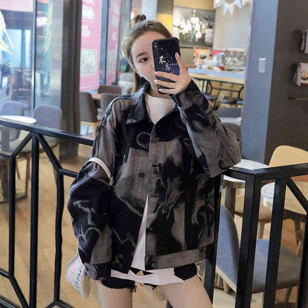 2021 autumn new king's tie dyed denim jacket queen yibo star same fried street p99, Black;brown
2021 autumn new king's tie dyed denim jacket queen yibo star same fried street p99, Black;brown