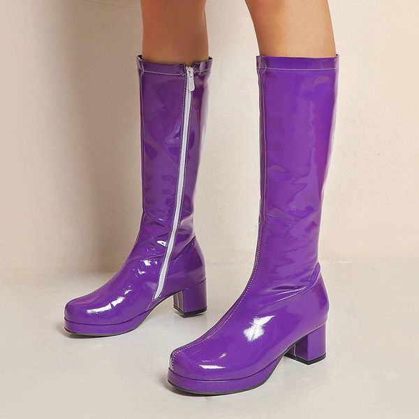 boots woman square heel knee-high classic toe pu leather zip party dress dance shoes candy colors 2021, Black
boots woman square heel knee-high classic toe pu leather zip party dress dance shoes candy colors 2021, Black