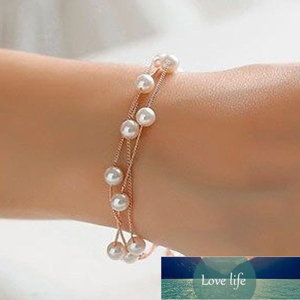 new double chains bracelet for women korean imitation pearl cool statement armband women cuff bracelets female jewelry  factory price expert, Golden;silver
new double chains bracelet for women korean imitation pearl cool statement armband women cuff bracelets female jewelry  factory price expert, Golden;silver